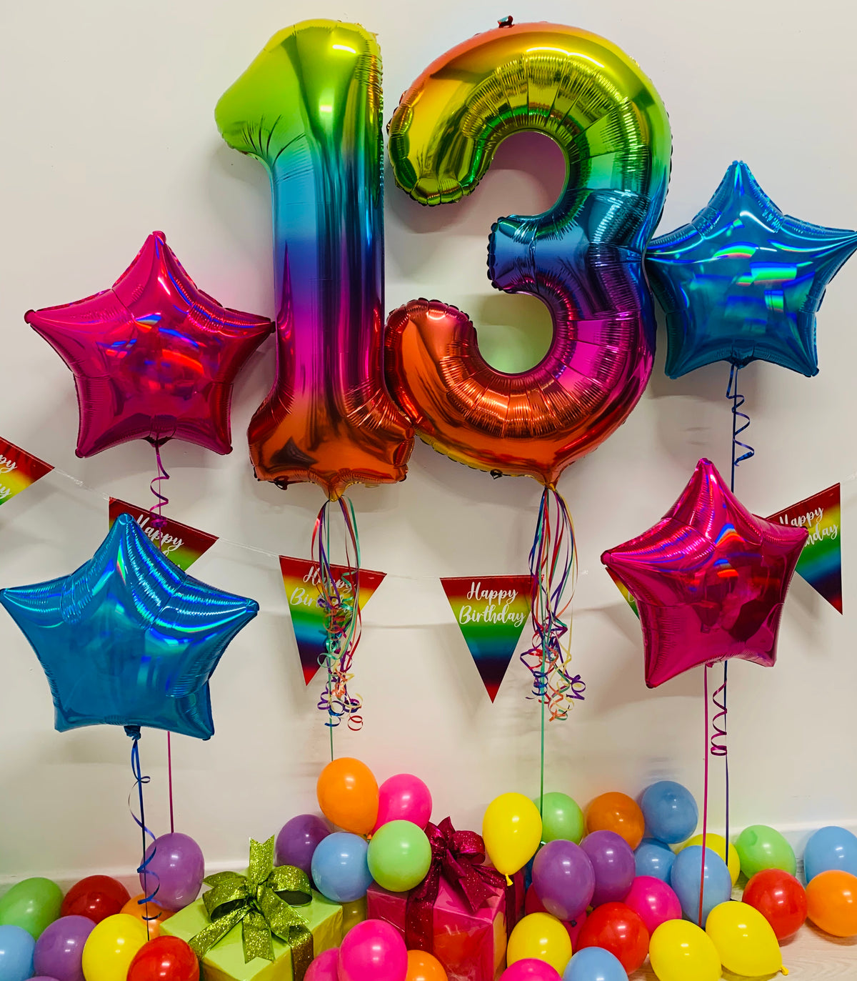 Rainbow Birthday Balloon Number Package