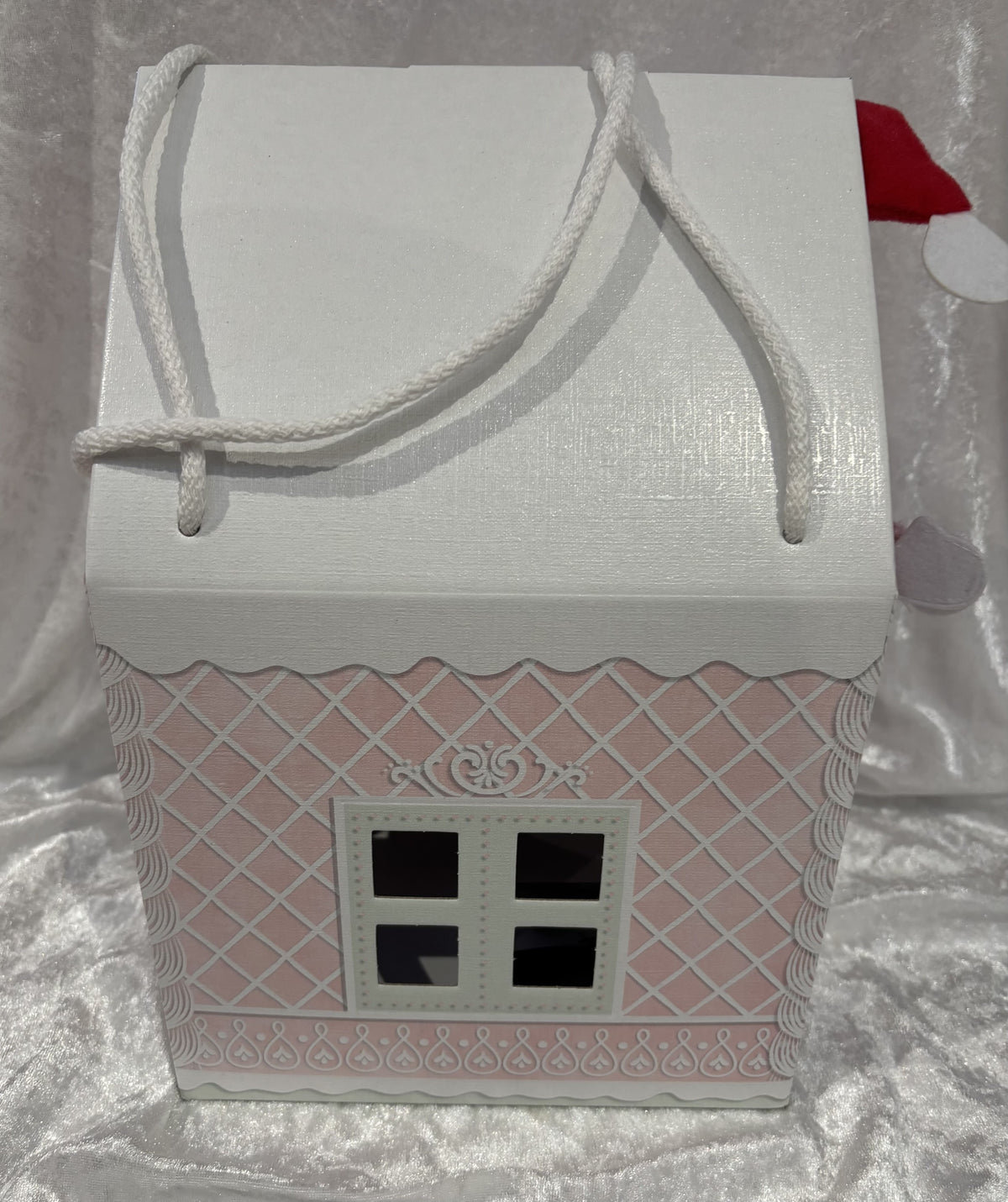 Pretty Pink & White Christmas Gift Elf House Box