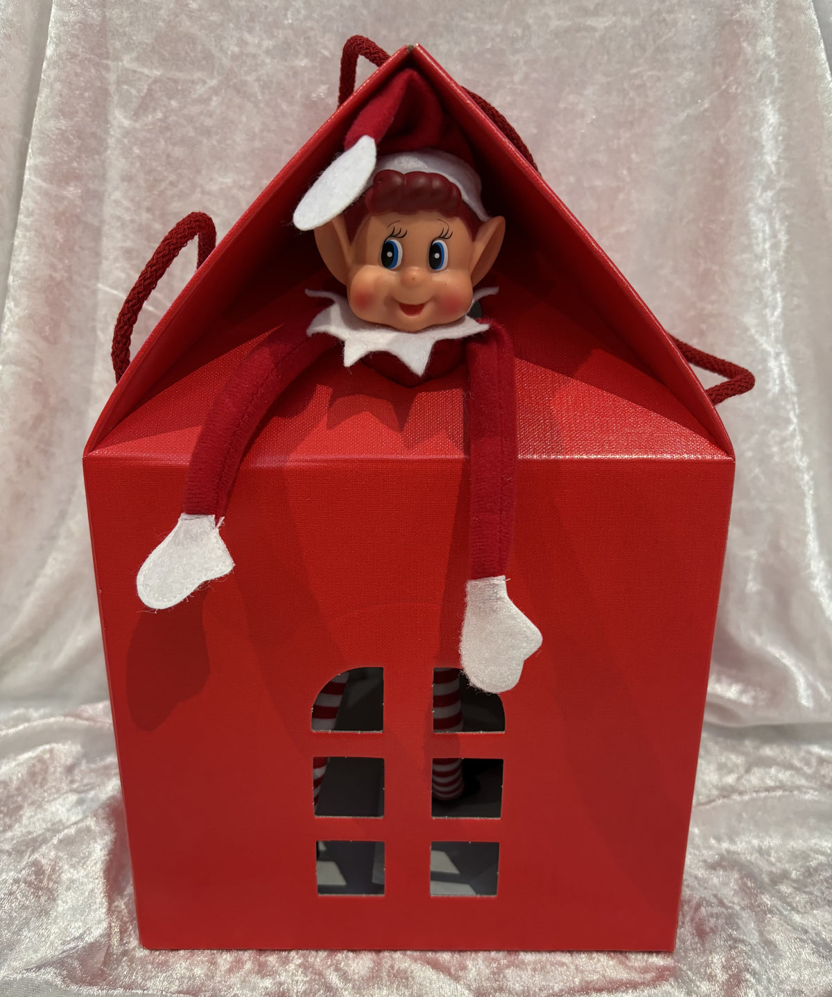 Red Christmas Gift Elf House Box