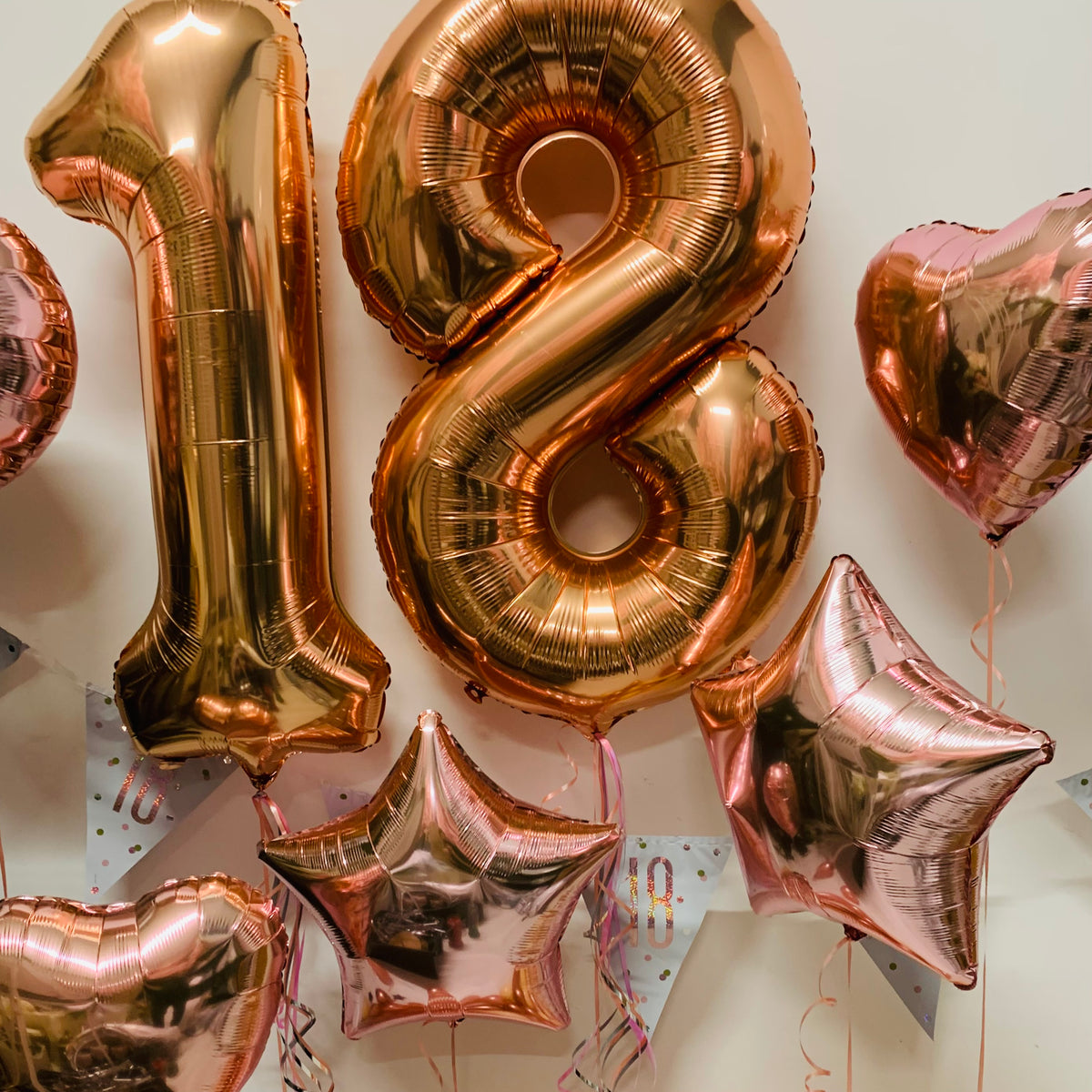 Rose Gold Birthday Balloon Number Package