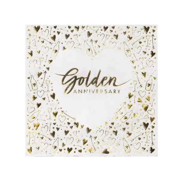 50 Years Golden Anniversary Foil Stamped Paper Napkins - 16pk