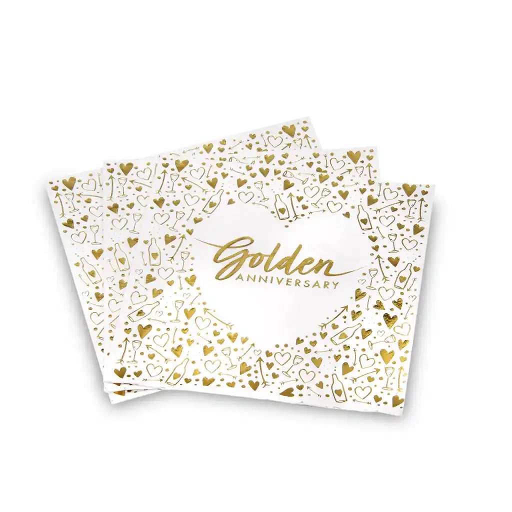50 Years Golden Anniversary Foil Stamped Paper Napkins - 16pk