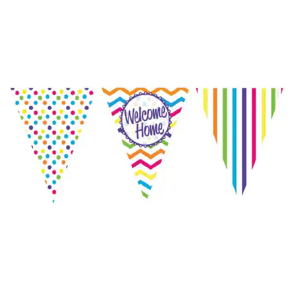 Welcome Home Chevron Colourful Bunting - 12ft