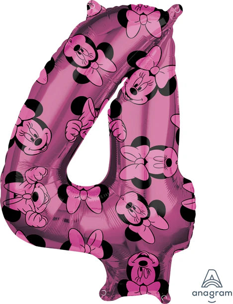 Minnie Mouse Number 4 Shaped Foil Balloon - 26"