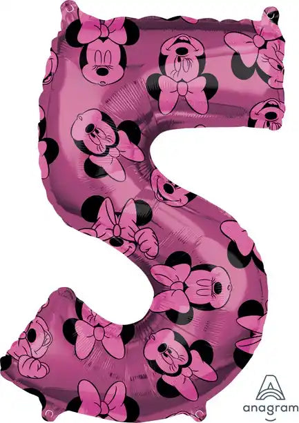 Minnie Mouse Number 5 Shaped Foil Balloon - 26"