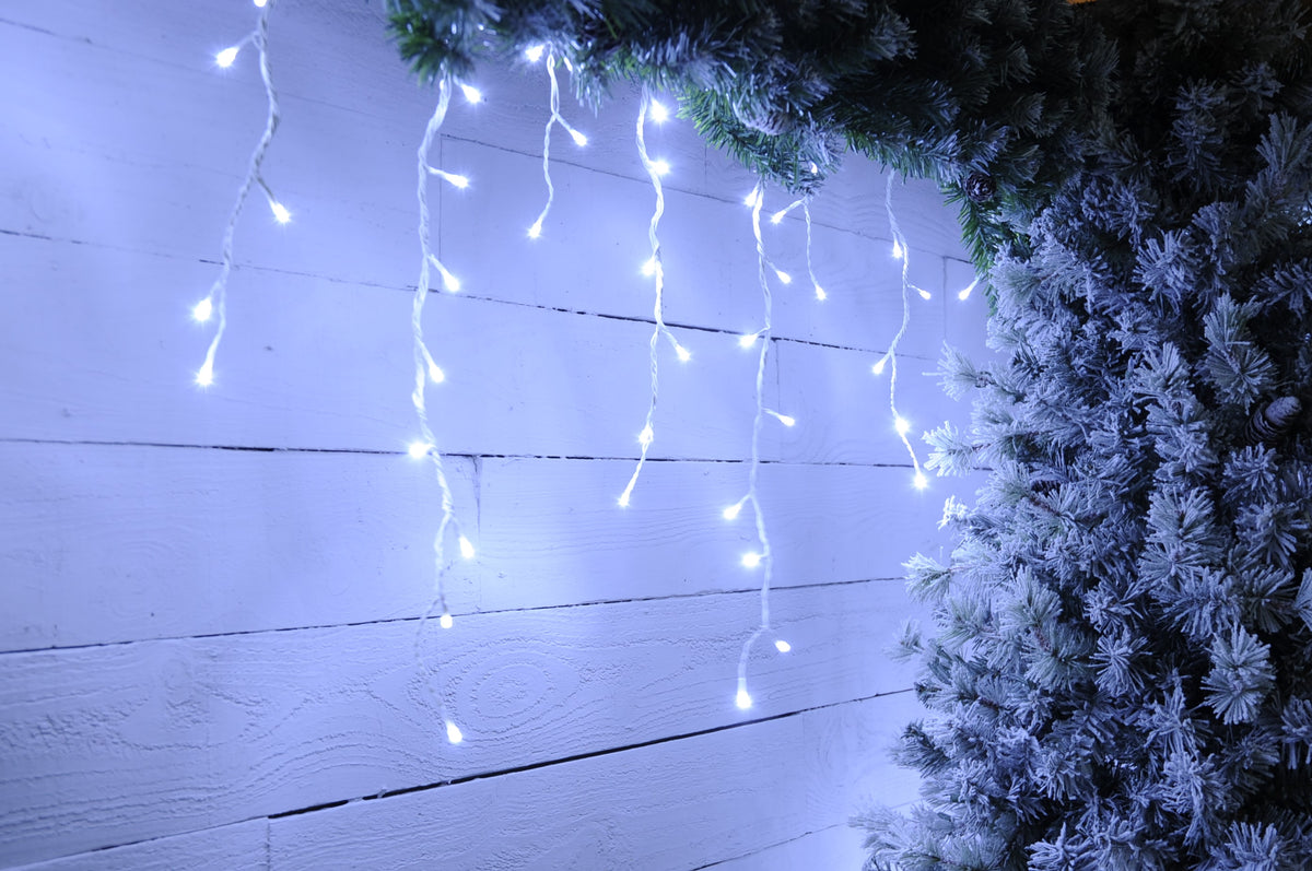240 snowing icicle lights - white - 4 way
