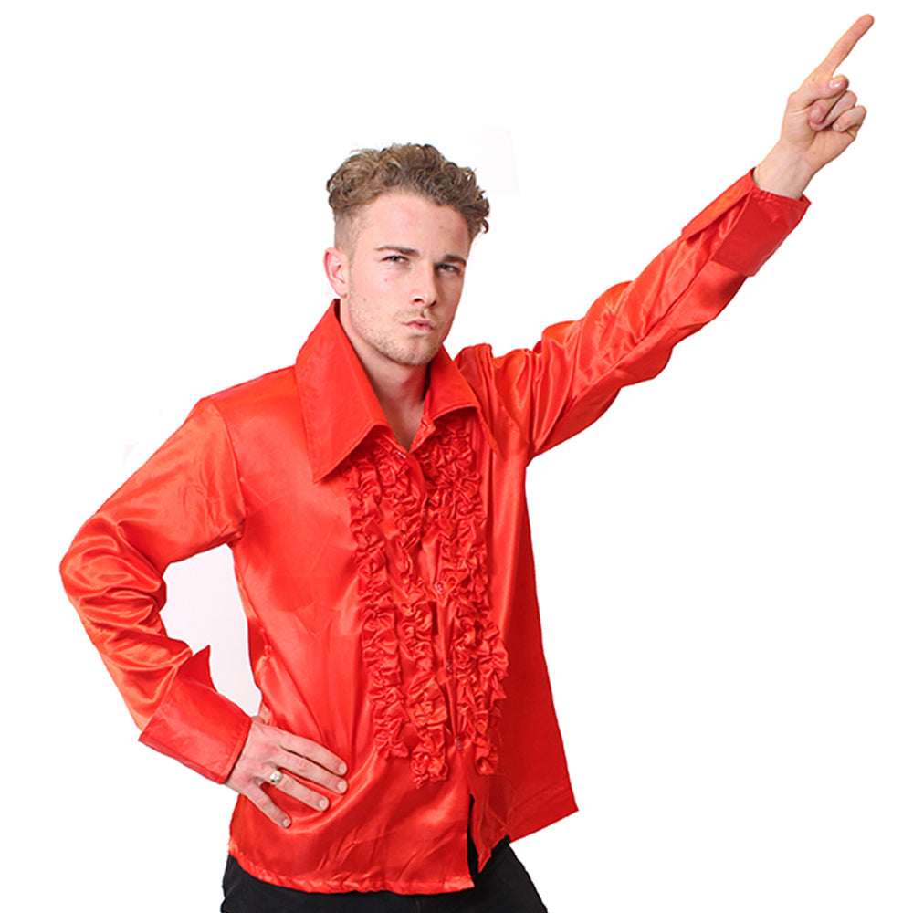 1970s Frilly Disco Shirt - Red