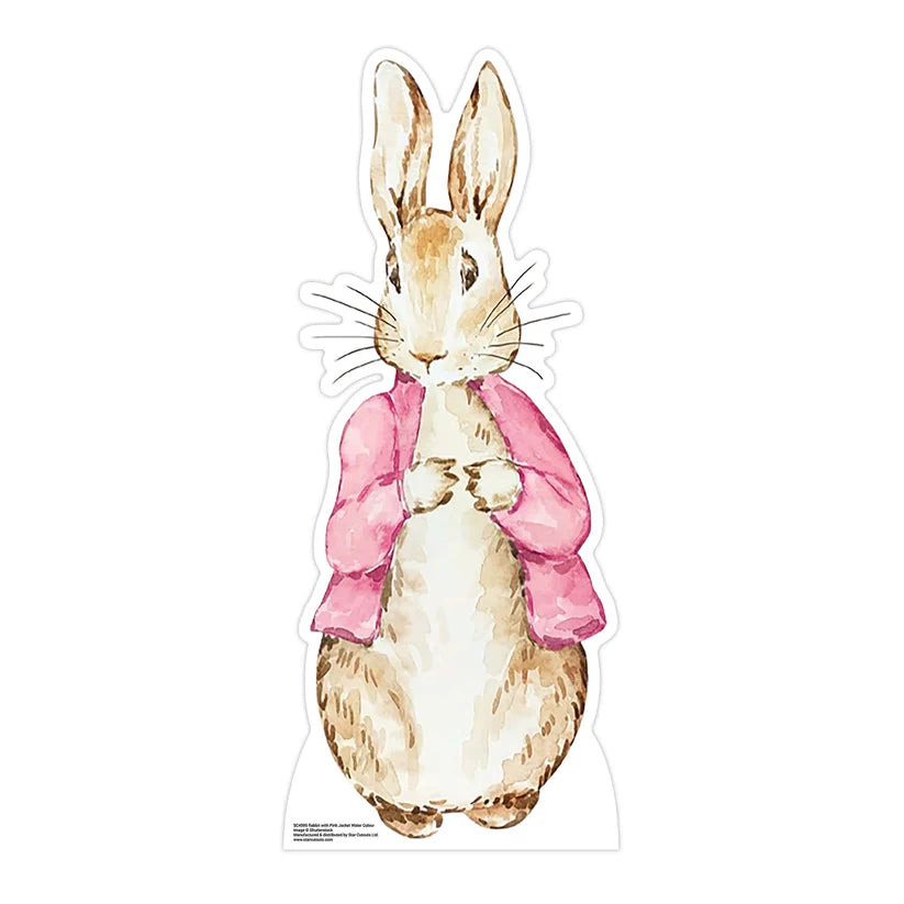 Rabbit Pink Jacket Cardboard Cut Out Height 93cm