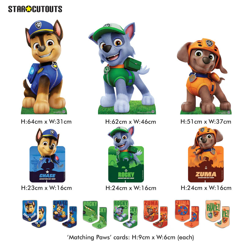 Chase, Rocky and Zuma Paw Patrol Multi Pack Bundle Cardboard Cut Outs Height 66cm
