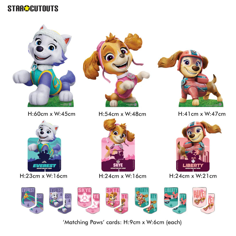 Skye, Liberty and Everest Paw Patrol Multi Pack Bundle Cardboard Cut Outs Height 66cm