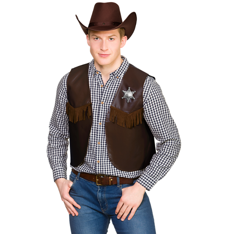 Cowboy Sheriff Waistcoat - Brown
