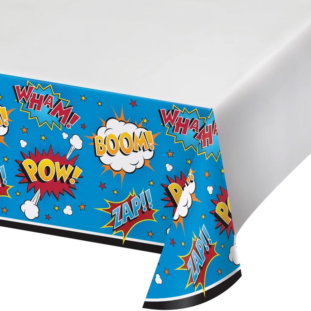 Superhero Slogans Plastic Party Table Cover - Each