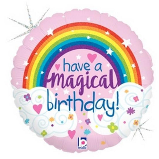Glitter Holographic Rainbow Magical Birthday 18" Foil Balloon