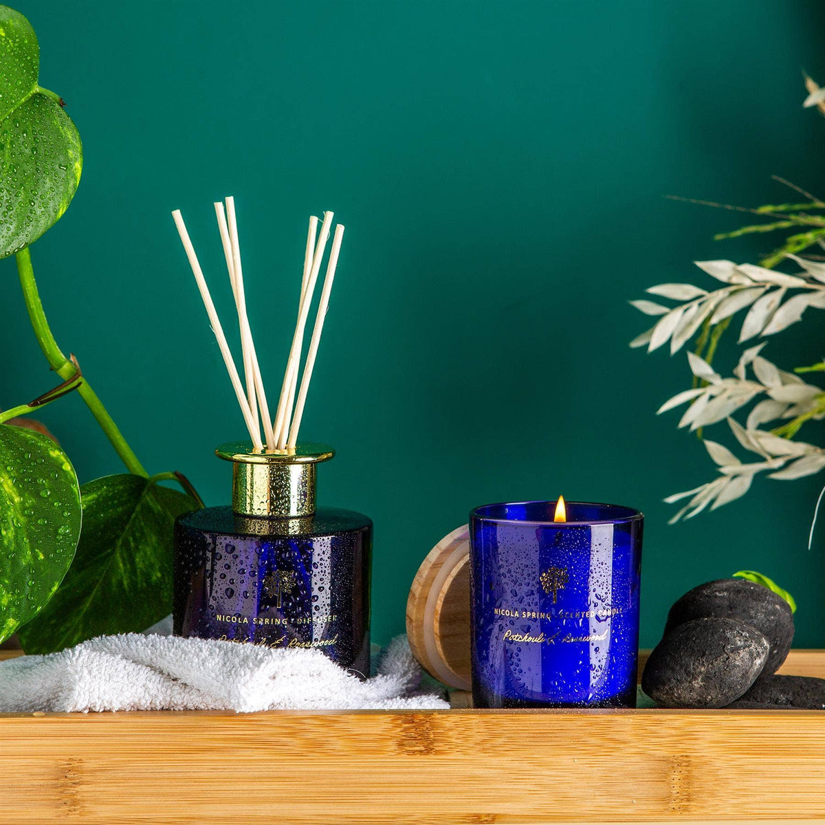 130g Patchouli & Rosewood Wax Scented Candle Nicola Spring