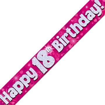 18th Birthday Girl Pink Sparkle Banner