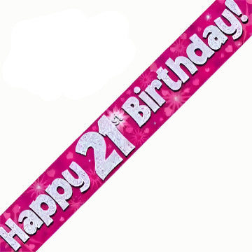 21st Birthday Girl Pink Sparkle Banner