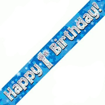 1st Birthday Boy Blue Sparkle Banners - Various