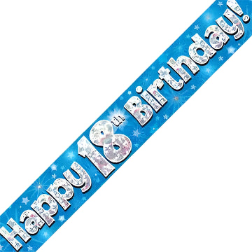 18th Birthday Boy Blue Sparkle Banner