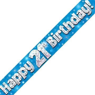 21st Birthday Boy Blue Sparkle Banner