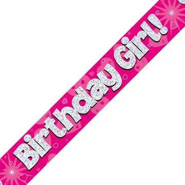 1st Birthday Girl Pink SparkleBanners - Various