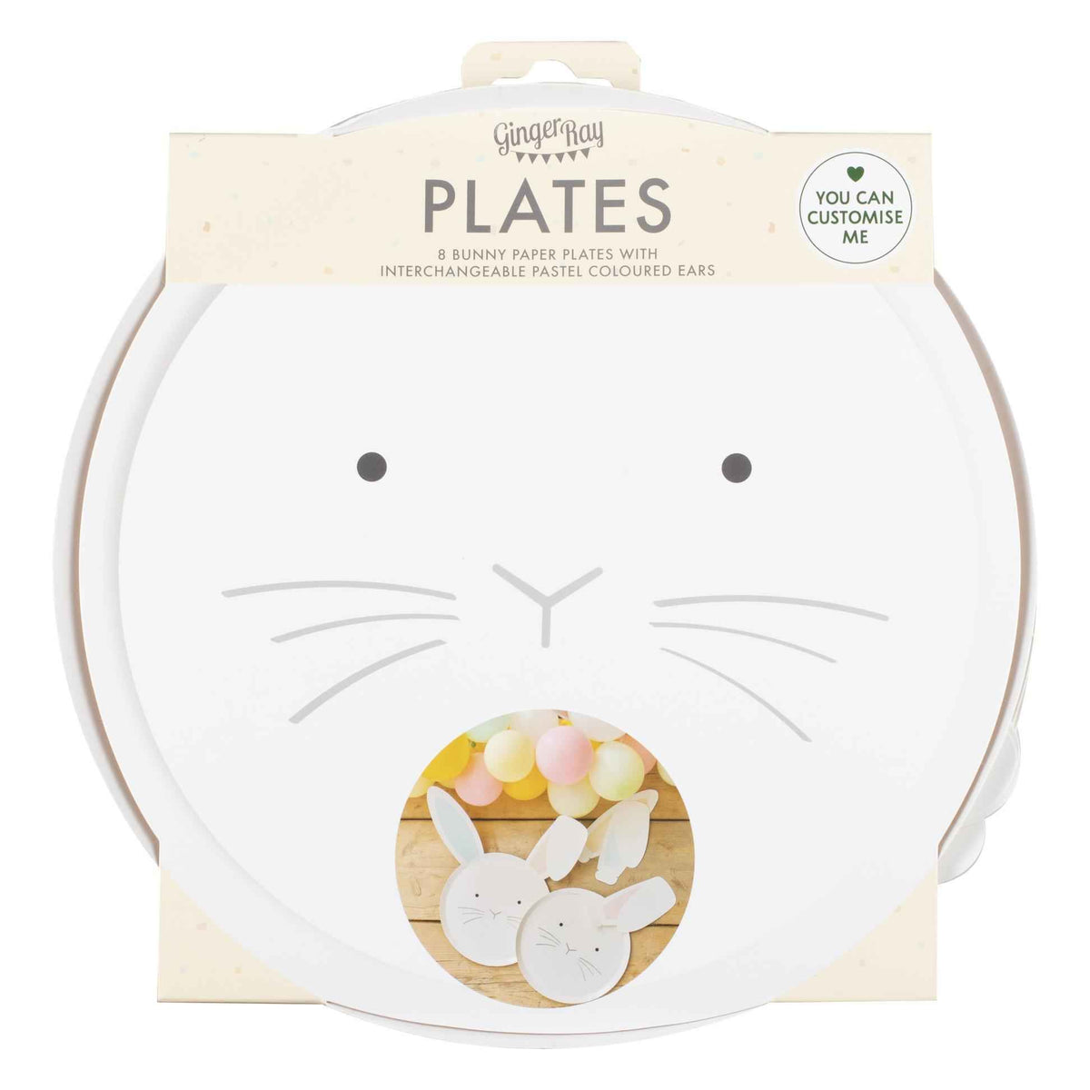 Pastel Easter Bunny Paper Plates With Interchangeable Ears