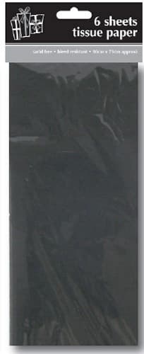 Black Tissue Paper - Acid Free - 6 x Sheets