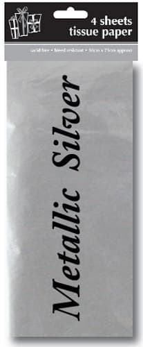Metallic Silver Tissue Paper - Acid Free - 4 x Sheets