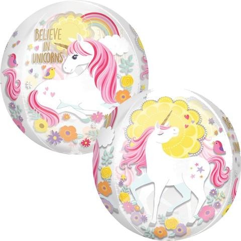 Believe In Unicorns Round 4 Sided Orbz Balloon