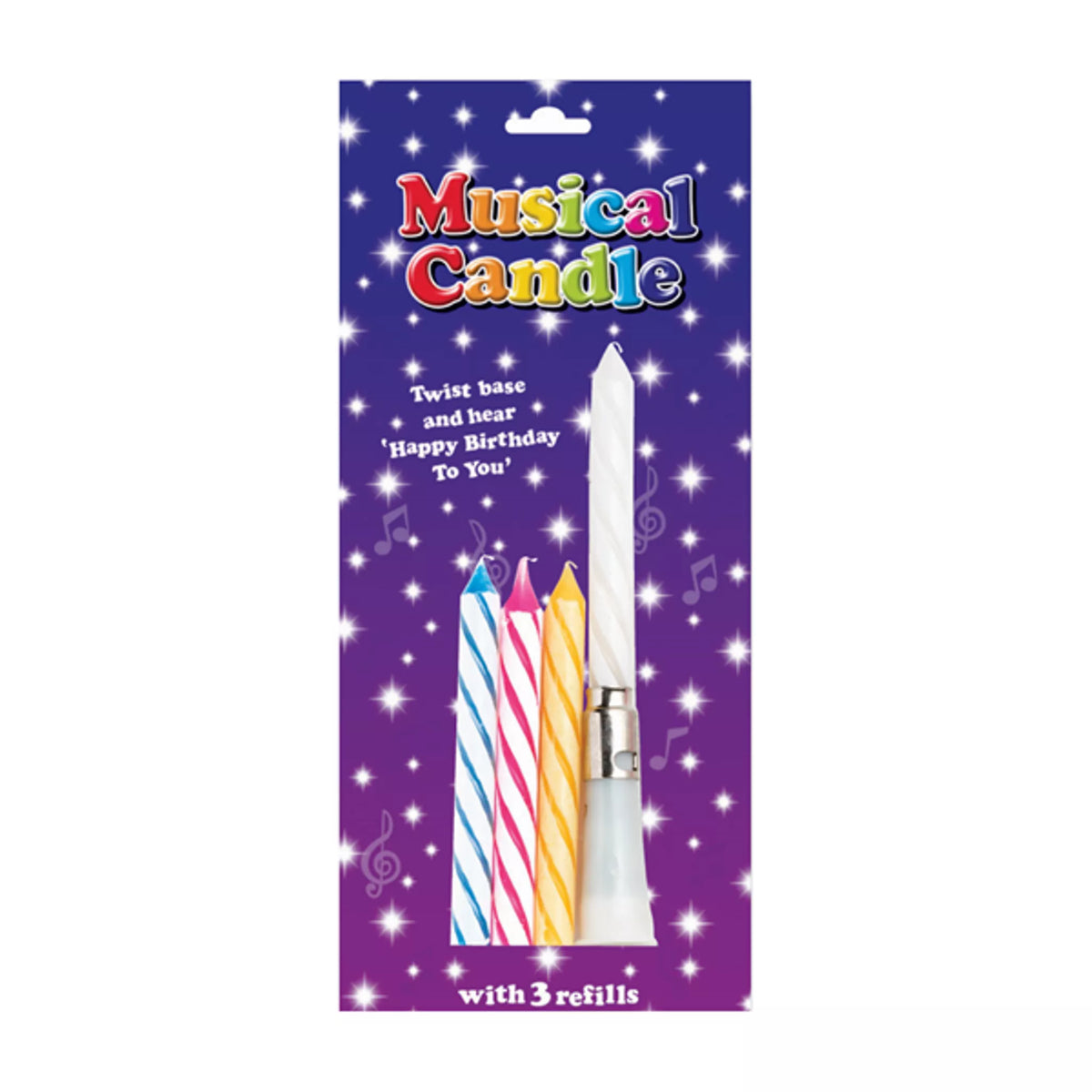 Musical Candle Assorted Colours 4pk