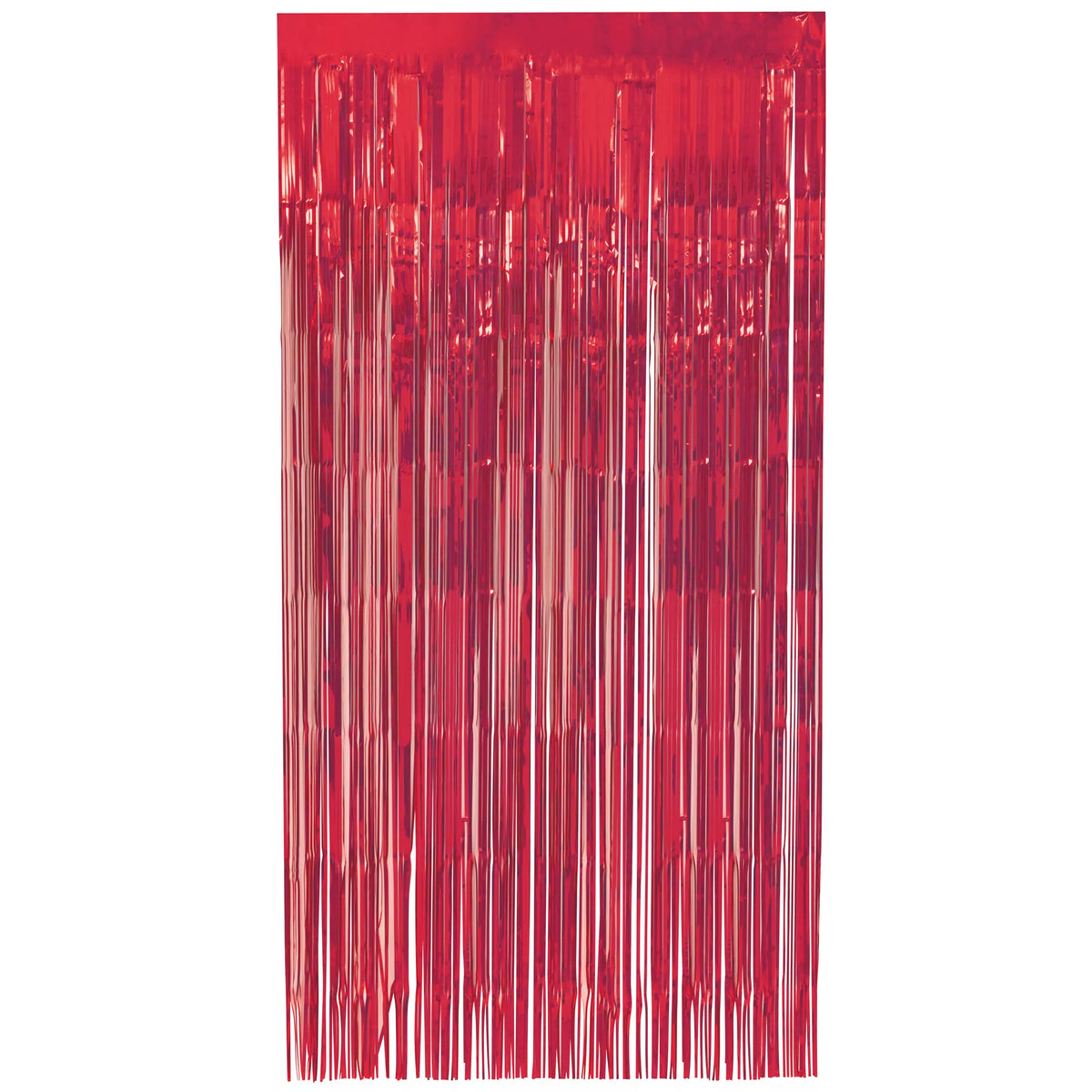 Fringe Foil Door Curtain Ruby Red 1x2M