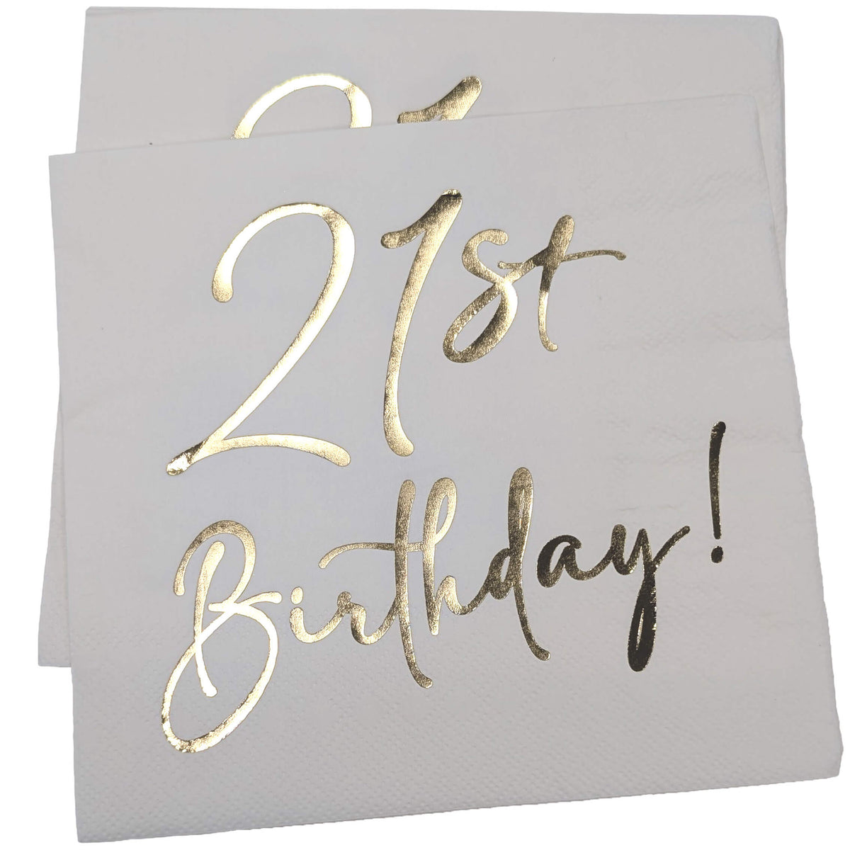 21st Birthday White & Gold Napkins