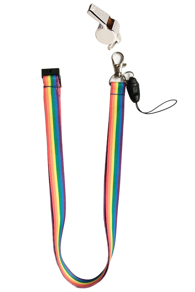 Pride Rainbow Safety Lanyard with Whistle