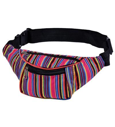 Pink & Colourful Stripey Hippy Bum Bag