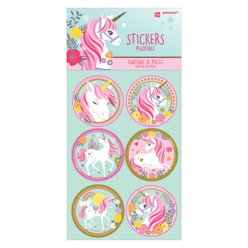 Magical Unicorn Sticker Sheet - 24 Pieces