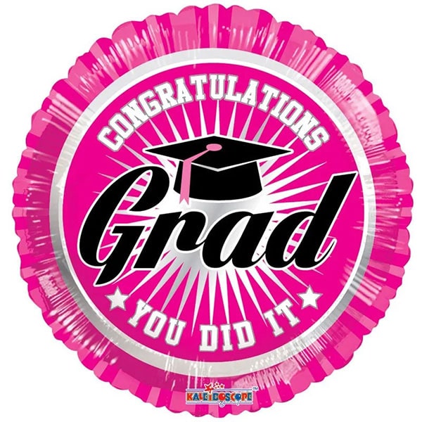 18" Congratulations Grad Pink Foil Balloons