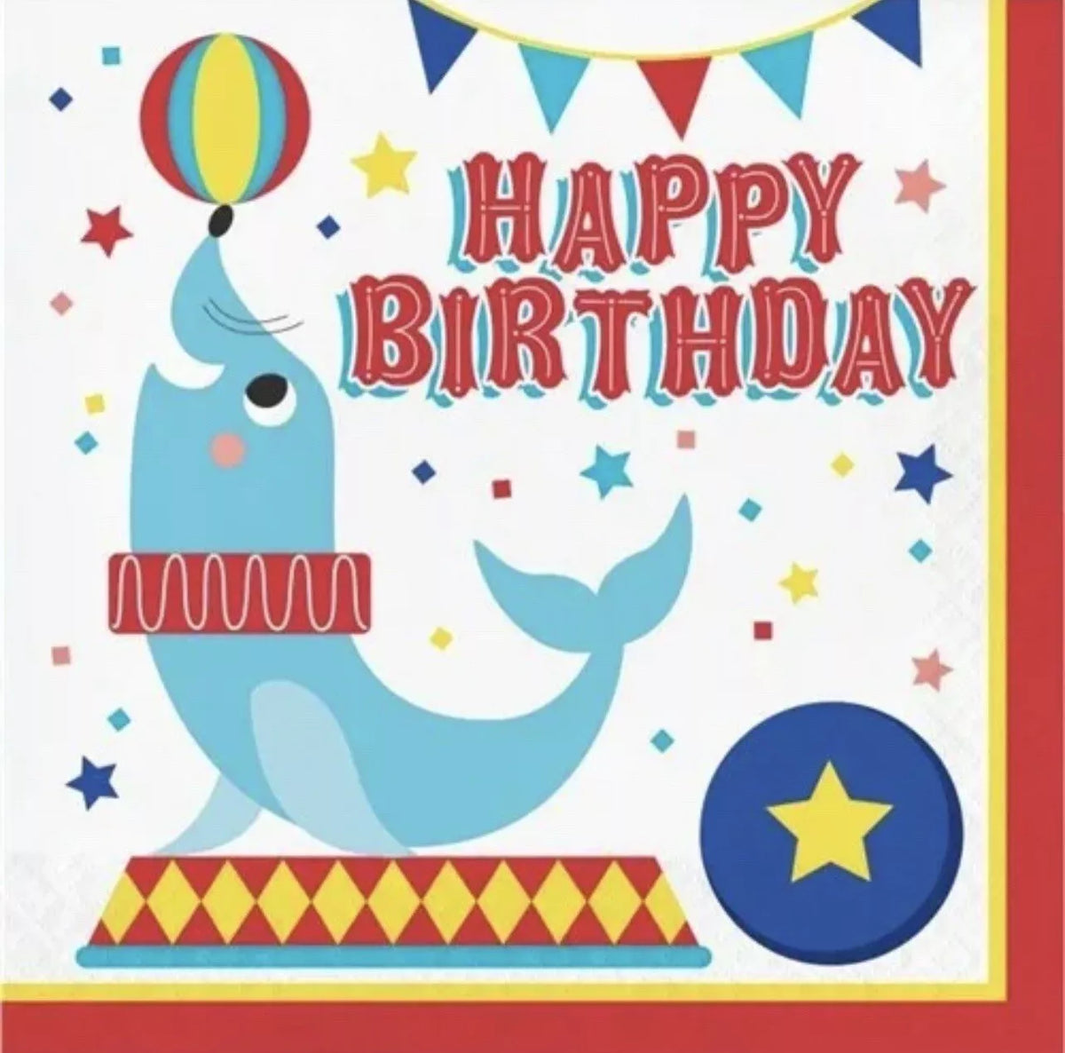 Circus Party "Happy Birthday" Paper Napkins - 16pk
