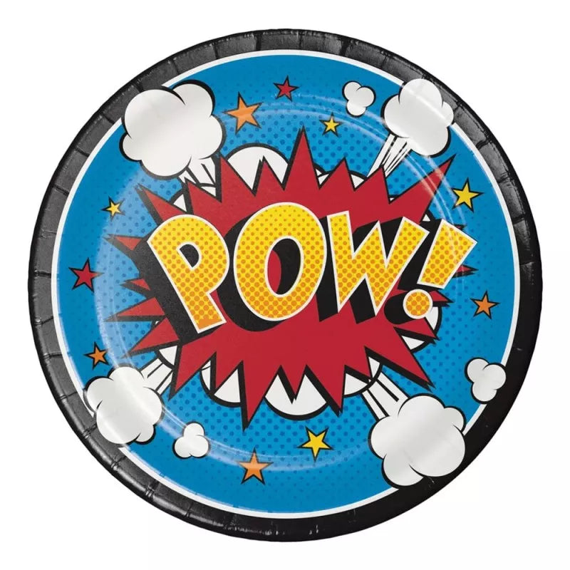 Superhero Slogans 7" Paper Party Plates - 8pk