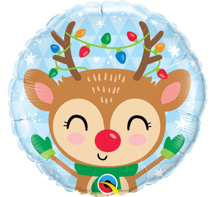 18in Reindeer & Coloured Lights Foil Balloon