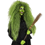 Adult Halloween Oversized Green Frise Witch Wig