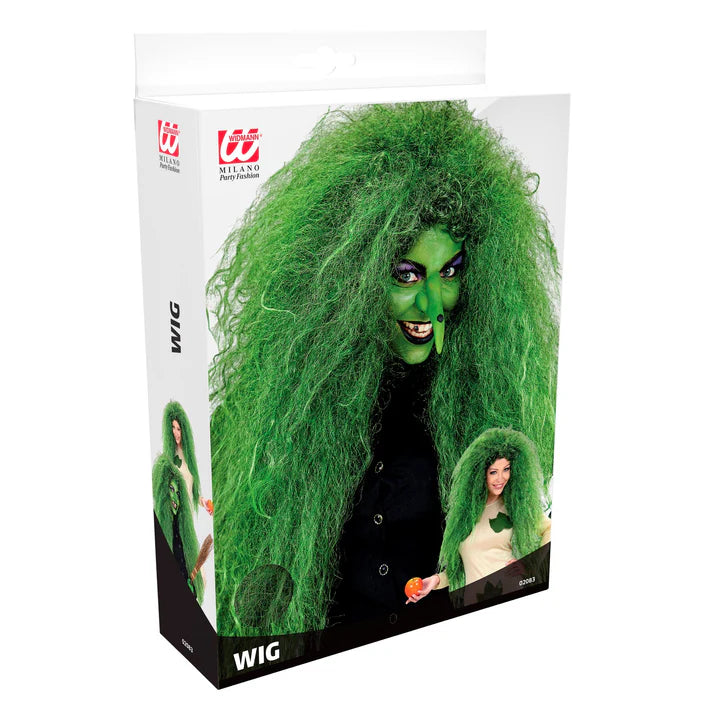Adult Halloween Oversized Green Frise Witch Wig