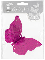 3D Adhesive Butterflies x 12 Fuchsia Pink