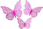 3D Adhesive Butterflies x 12 Fuchsia Pink