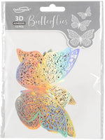 3D Adhesive Butterflies x 12 Silver Iridescent