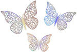 3D Adhesive Butterflies x 12 Silver Iridescent
