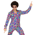 Adult 1970's Groovy Style Blue Bubbles Shirt