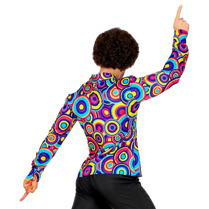 Adult 1970's Groovy Style Blue Bubbles Shirt