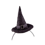 Mini Deluxe Satin Witches Hat On Headband