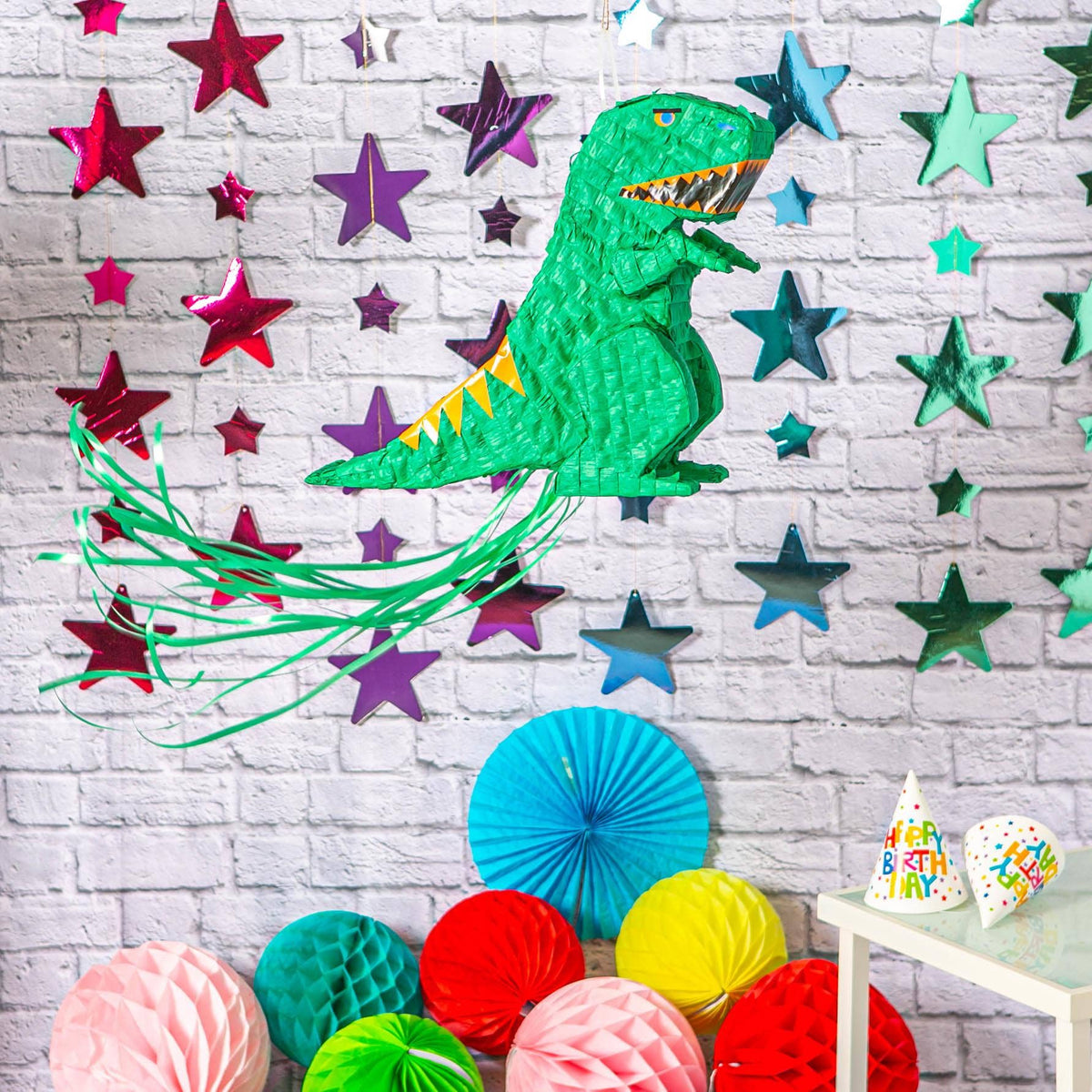 Green T-Rex Dinosaur Pull String Pinata