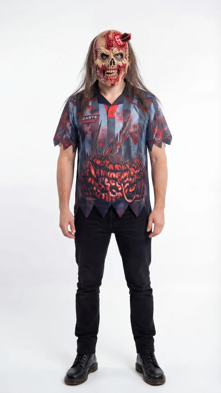 Adults Zombie Darts Player Top & Full Head Mask