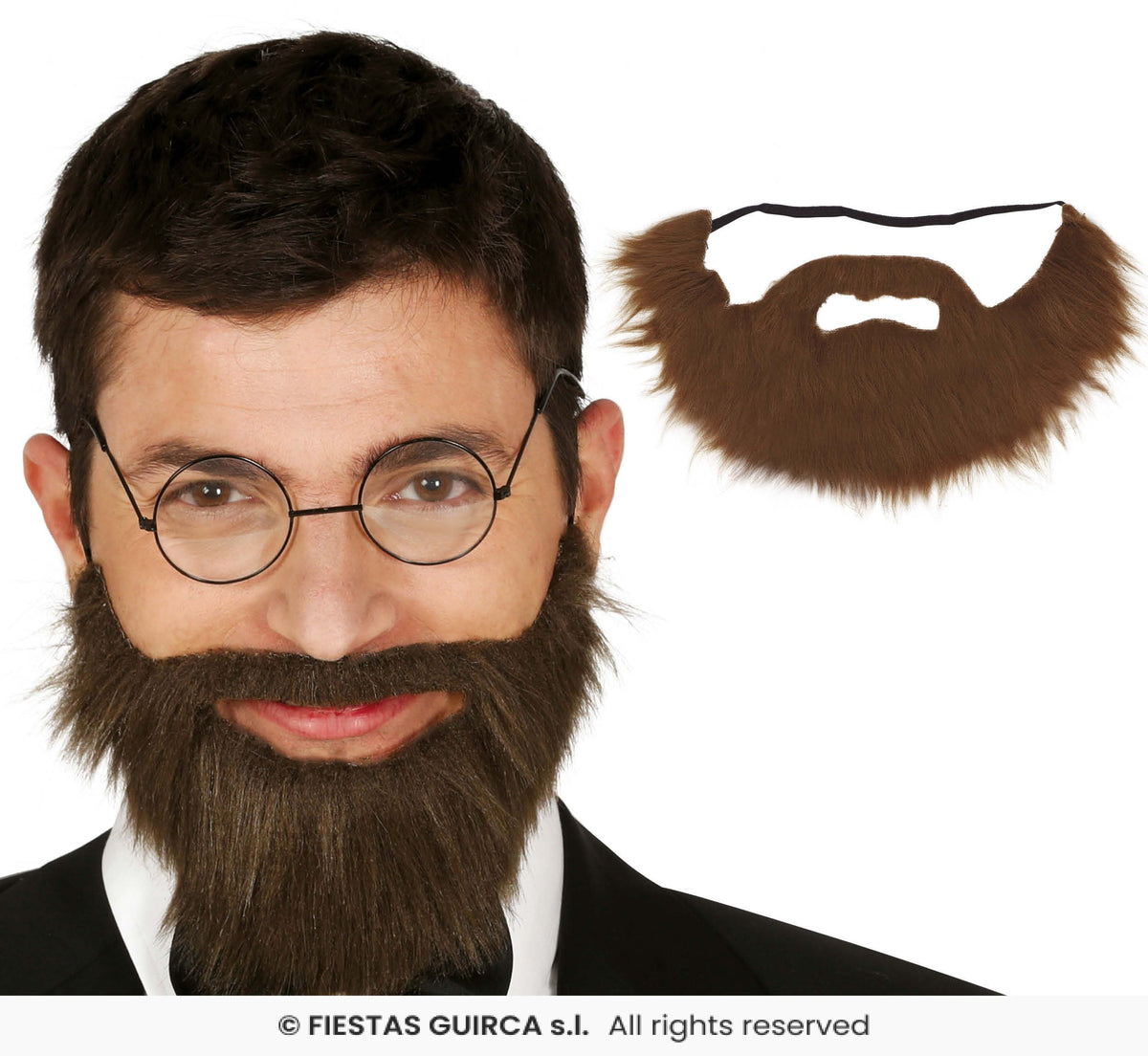 Brown Beard and Moustache with Elastic